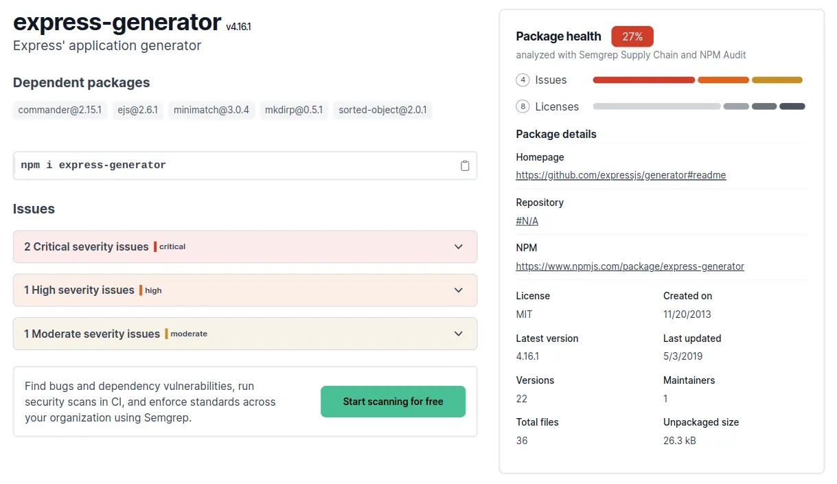 Semgrep Advisor Screenshot